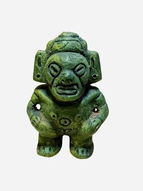 Vintage Mayan Deity Green Stone Carved Figure